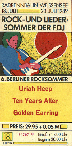 Golden Earring show ticket July 18, 1989 Ost-Berlin (Germany) - Radrennbahn Weissensee